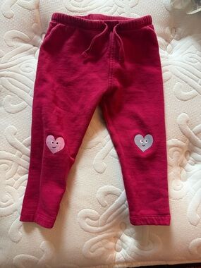 Kids Raspberry Pink Heart Knee Leggings